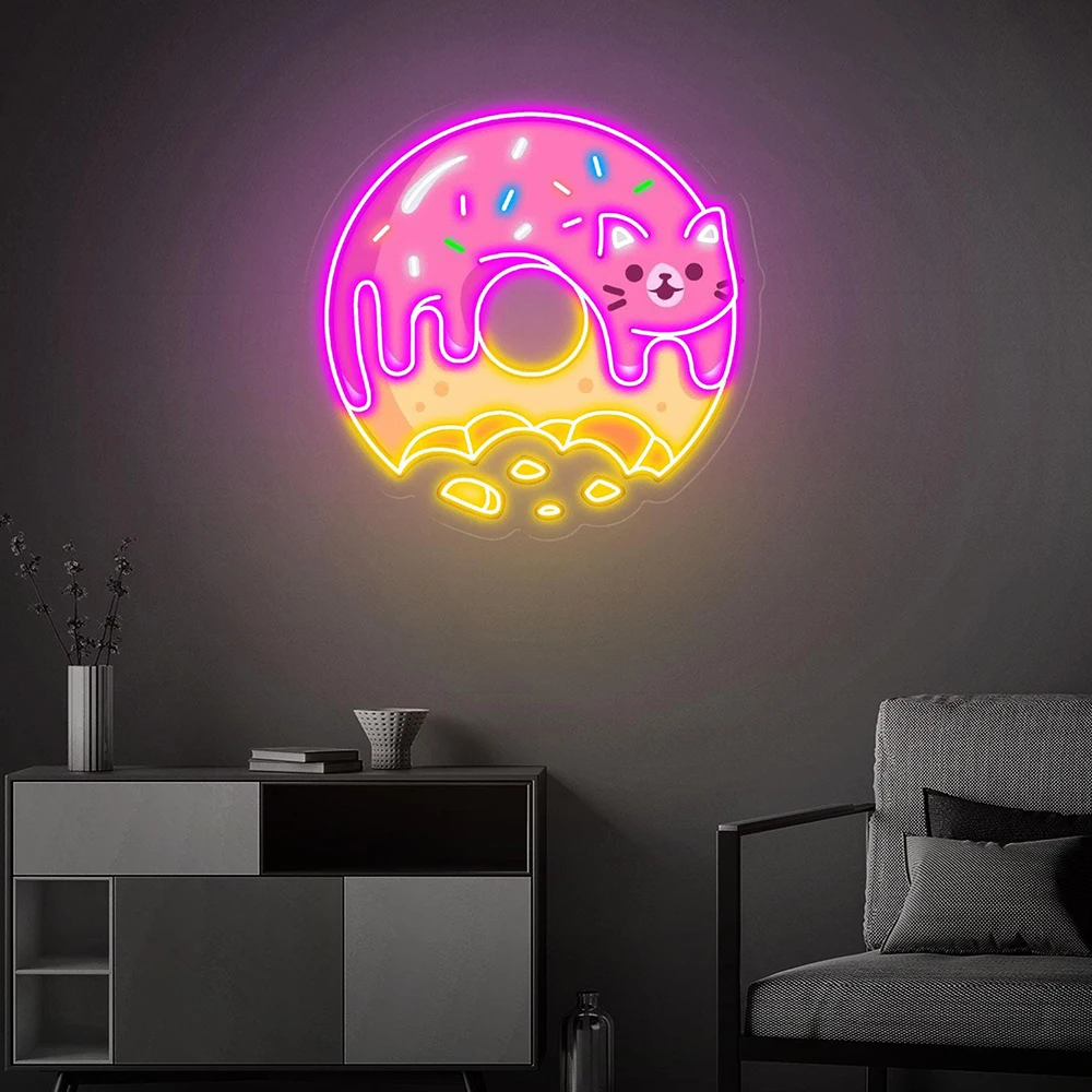 Donuts LED Neon Sign Light Donuts Neon Light Restaurant Wall Decor Kitchen Neon Sign Dinning Room Home Decor Personalized Gift