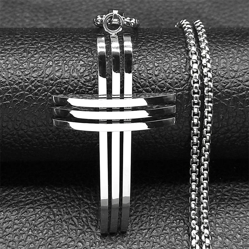 

Male Big Jesus Cross Pendant Necklace for Women Men Gold Silver Color Stainless Steel Biker Chain Jewelry Boyfriend's Gift