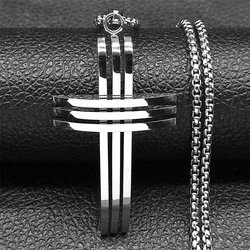Male Big Jesus Cross Pendant Necklace for Women Men Gold Silver Color Stainless Steel Biker Chain Jewelry Boyfriend's Gift