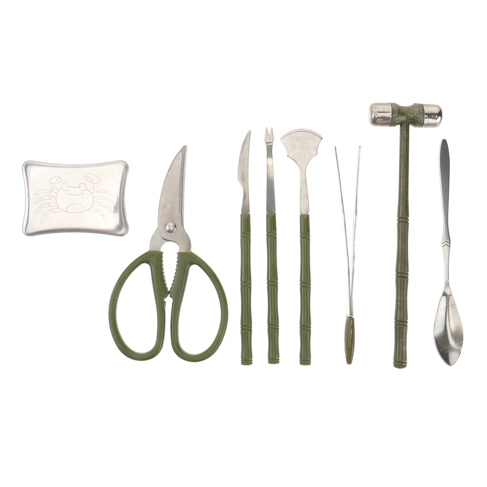 

8Pcs Stainless Steel Crab Eating Tools Set Seafood Shellers Kit for Crab Legs Lobster Tails Oysters Kitchen Utensils with