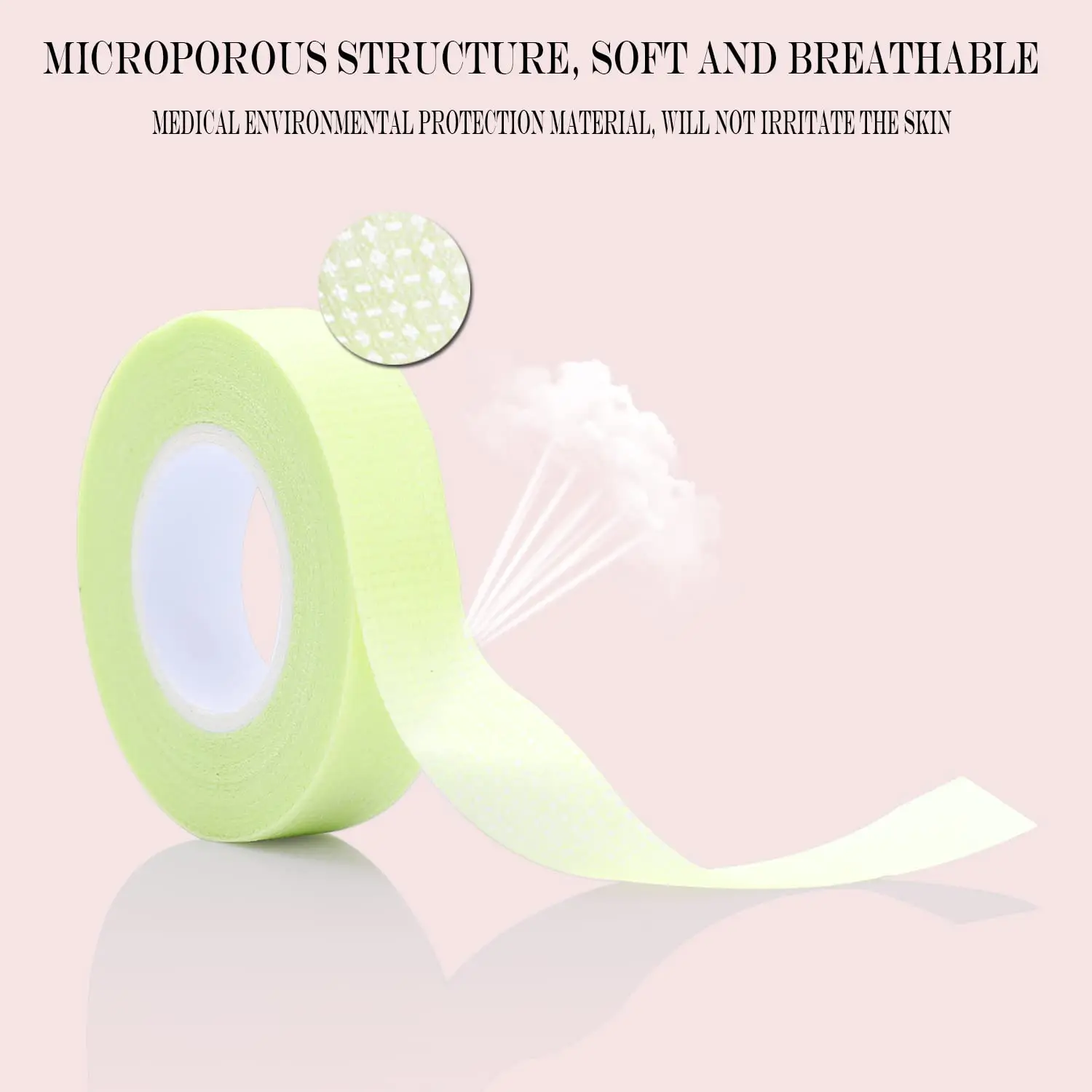 6Rolls Green Eyelash Extension Paper Tape Lint Breathable Non-woven Cloth Adhesive Tape For False Lashes Patch Supply