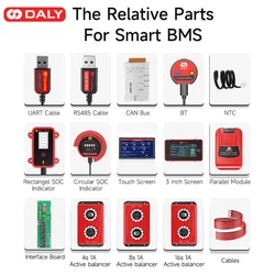 Daly Smart BMS accessory WIFI Bluetooth USB to UART RS485 cable CANBUS Power board Touch LCD screen 3s 4s 10s 13s 14s bms