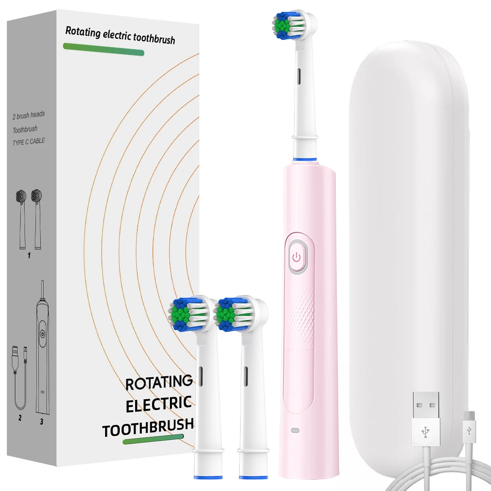 Smart Rotating Electric Toothbrush, Round Head Rechargeable Rotary Electric Toothbrush, Compatible with Oral B Replacement Heads