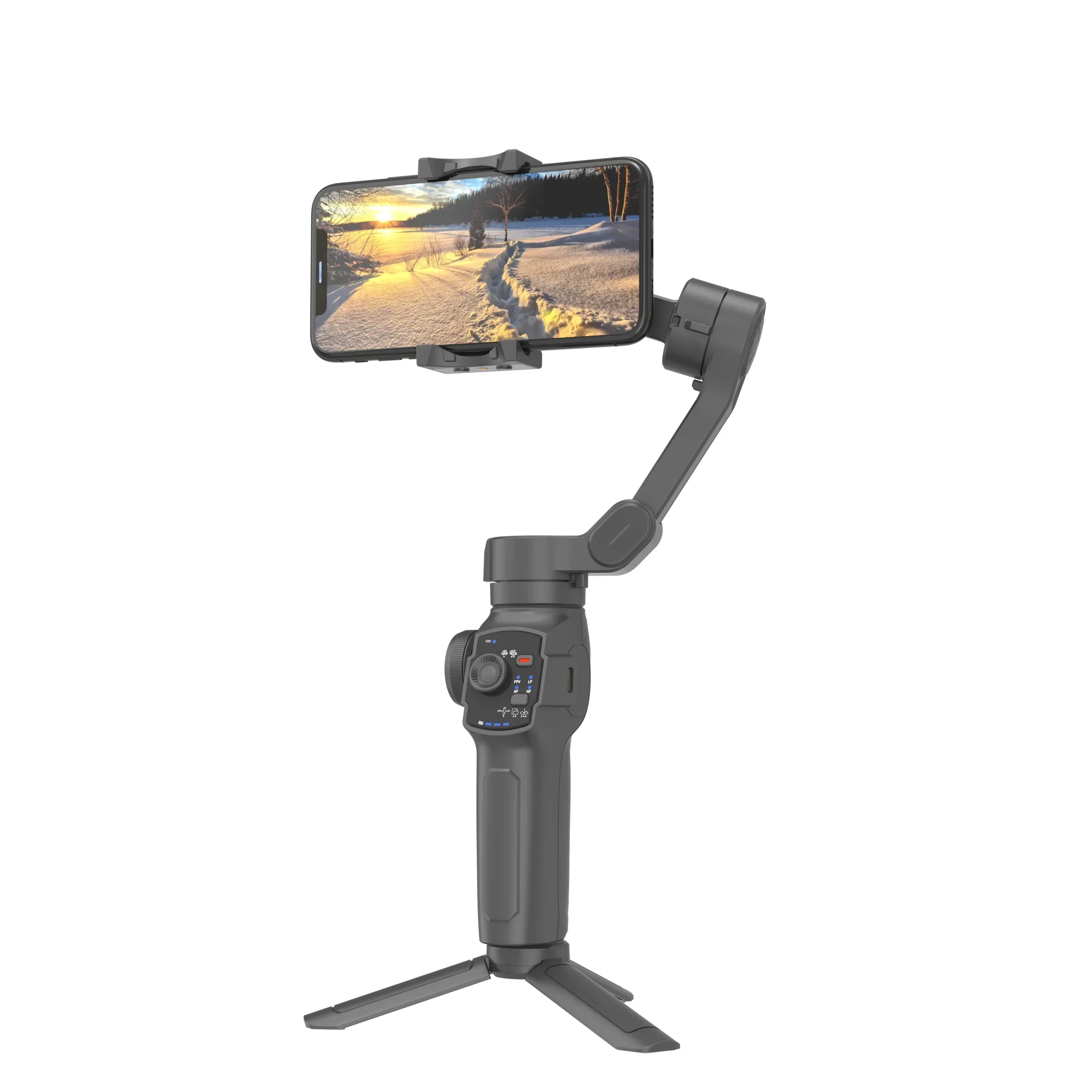 

Factory wholesale 3-Axis foldable phone Gimbal stabilizer or selfie stick built in extension rod