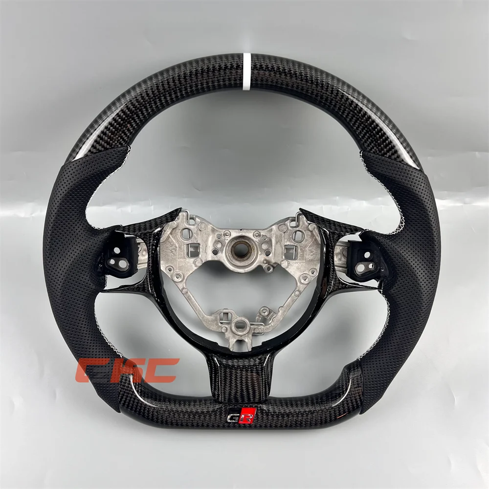 Customized Black Carbon Fiber Perforated Leather Steering Wheel for 2017 2018 2019 2020 2021 2022 2023 2025 T-oyota GR86