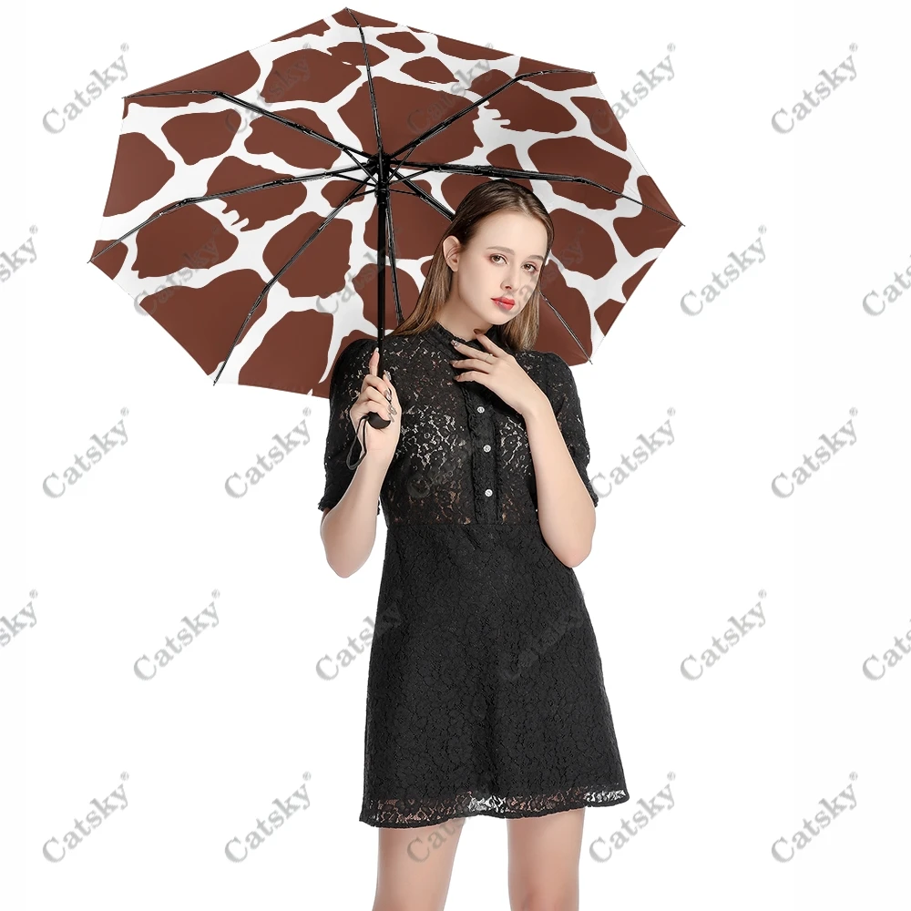 Cow Pattern Wo Folding Umbrella Windproof Sunscreen  UV Protection Fashion Portable Gift Travel Outdoor Umbrellas