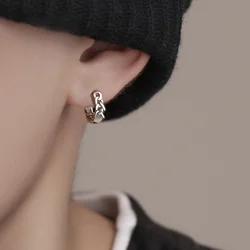 Trendy Silver 925 Hoops Earrings Male Jewelry Fashion Creative Twists Drop Rings Ear Buckle For Men Hip-hop Accessories