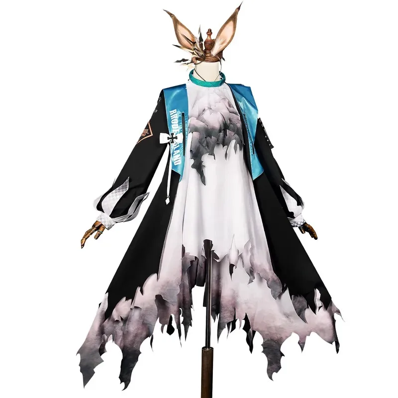 DY2025Game Arknights Amiya 코스프레 의상 가발 Amiya 드레스 여성 남성 할로윈 파티 카니발 의상 신발 갈색 머리 액세서리