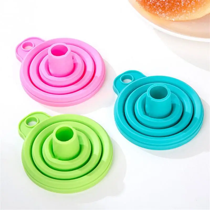 300pcs Silicone Collapsible Foldable Kitchen Funnel for Liquid Transfer Safe reliable Gel Practical Funnel Hopper