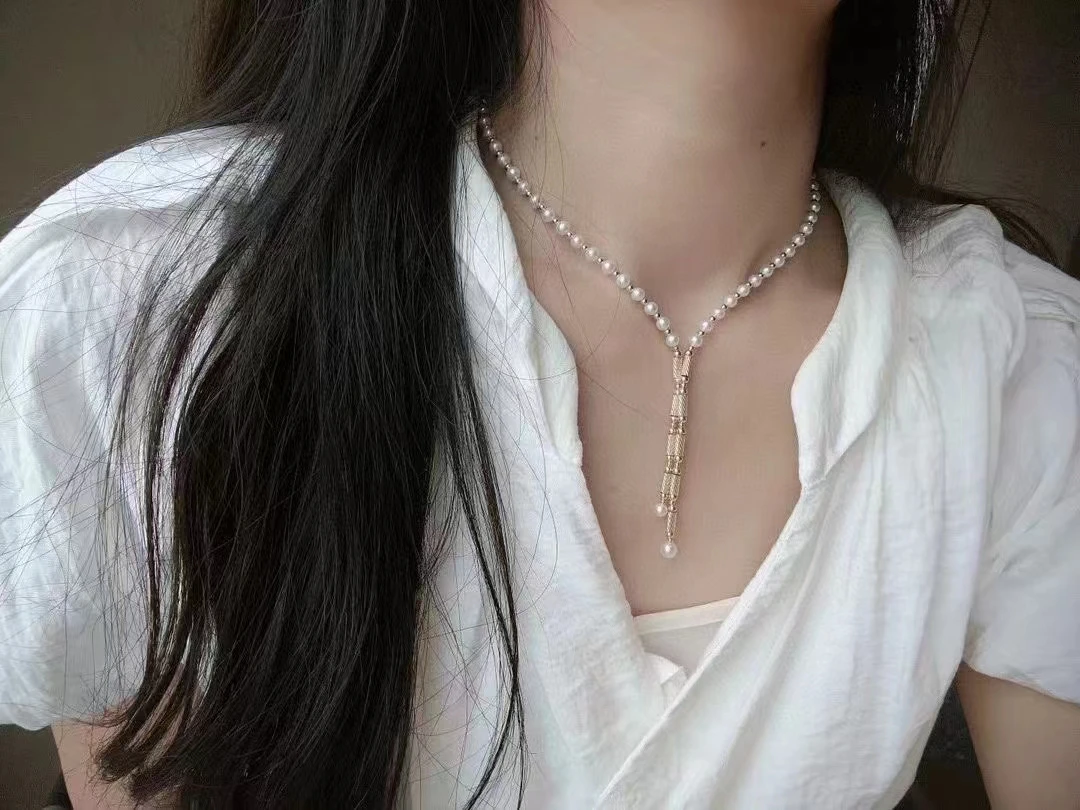 Multi-wears 925 Silver Natural Freshwater Pearl Snake Choker Y U Shape Neck Necklaces For Women Pearl Accessories Jewelry Bijoux