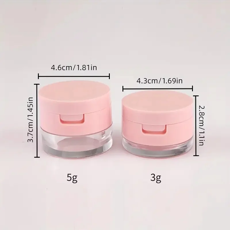 Mini 3/5Gram Travel Loose Powder Container Leak-free Reusable Plastic with Mirror Portable Flip Lid Empty Makeup Setting