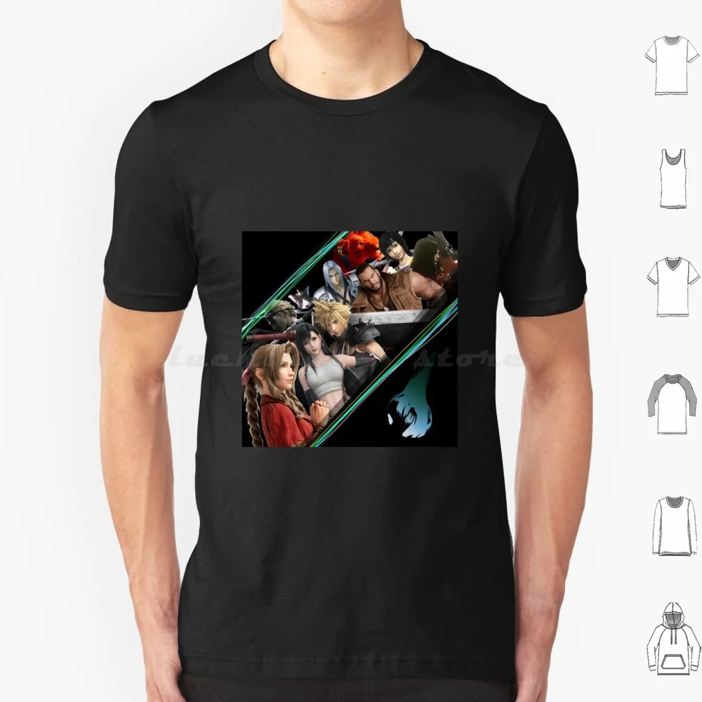 Final Fantasy Vii camiseta 6xl algodón Cool Tee Final Fantasy Vii personajes Final Fantasy Vii Rpg Cloud Tifa Aeris Yuffie Cid