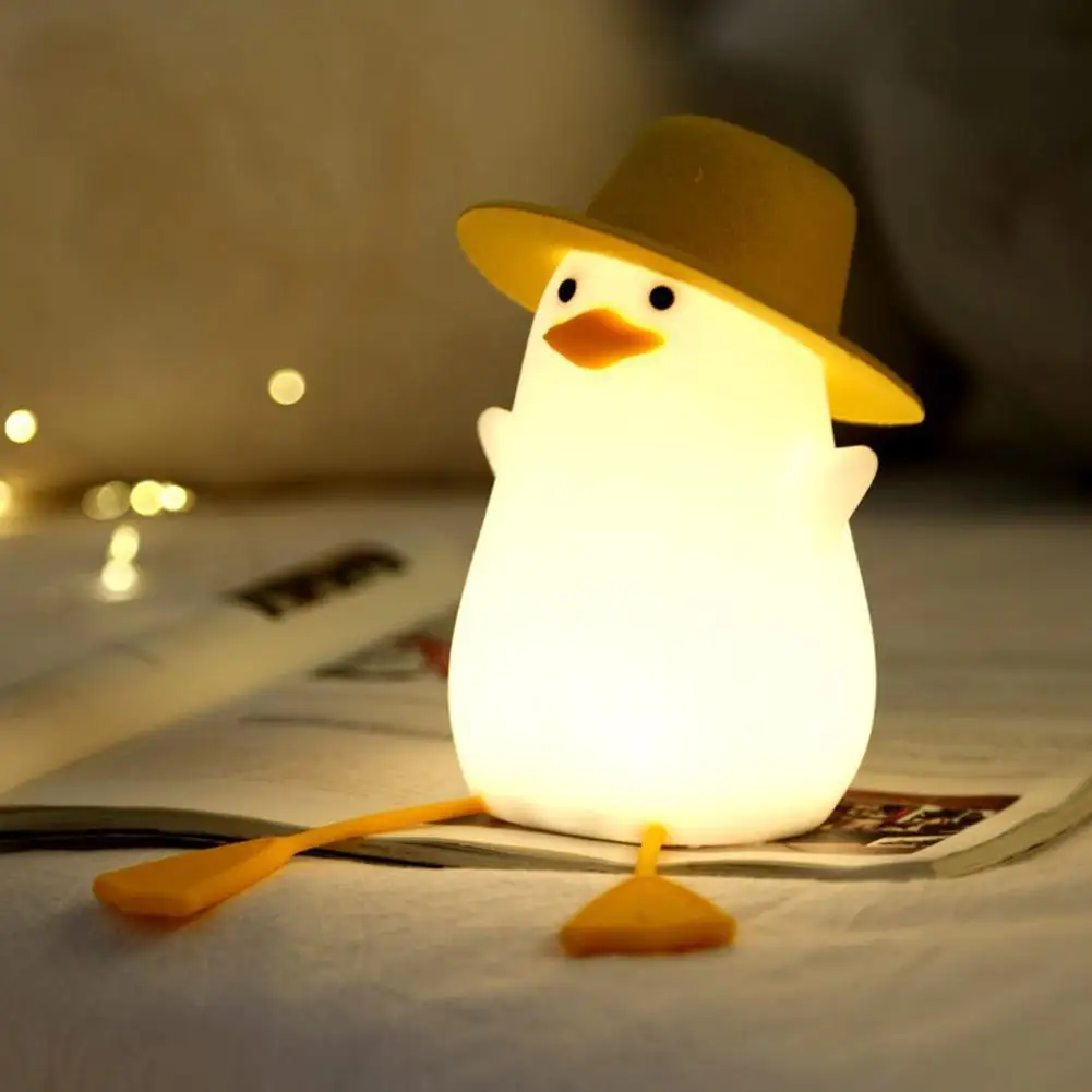 

Ночник с уткой для детей, силиконовая лампа с милыми животными, сенсорное управление, регулируемая яркость, зарядка через USB, прикроватный декор для спальни, подарки на день рождения