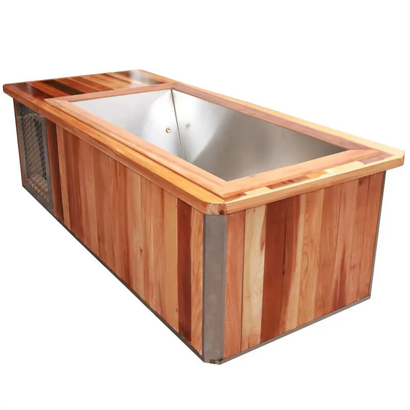 Wooden Ice Bath Barrel  Steam Room Outdoor Firewood Hot & Cold Soaking Tub