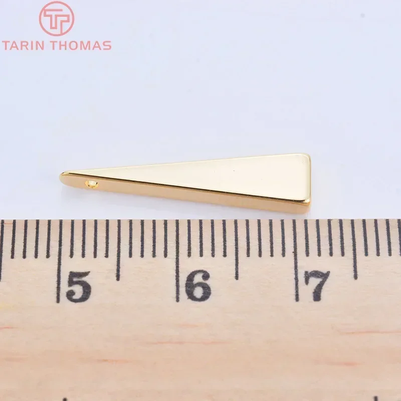 （114）10PCS 5x22MM Hole 1MM 24K Gold Color Plated Brass Triangle  Charms Pendants High Quality Diy Jewelry Accessories image 5