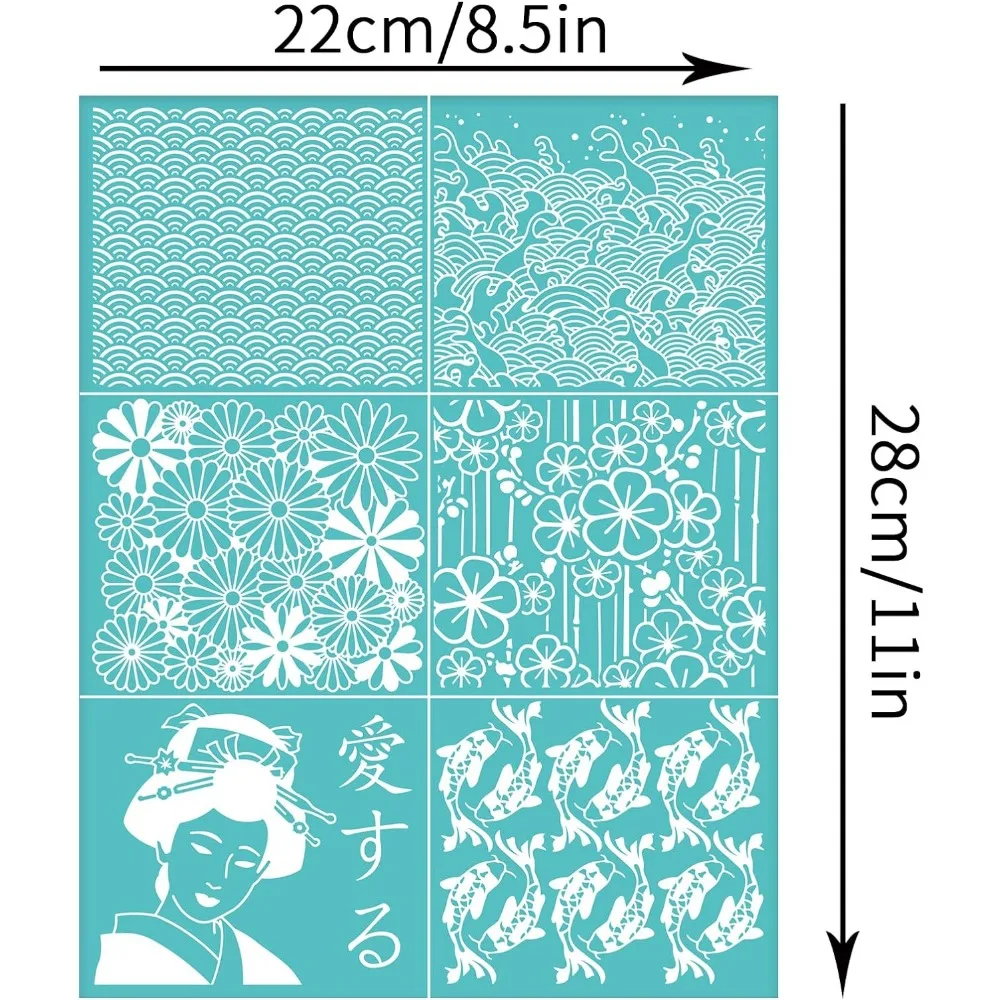 Japanese Traditional Style SelfAdhesive Silk Screen Printing Stencil Oriental Theme Mesh Transfers Silk Screen Reusable Stencil