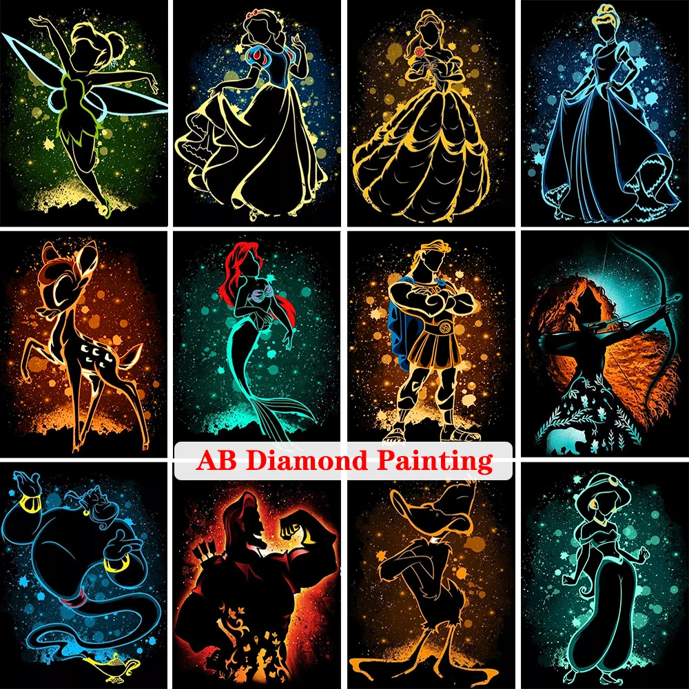 

Diy5d New Ab Diamond Painting Disney Phantom Princess Mickey Rhinestone Mosaic Kit Cross Stitch Art Home Decor Painting Gift