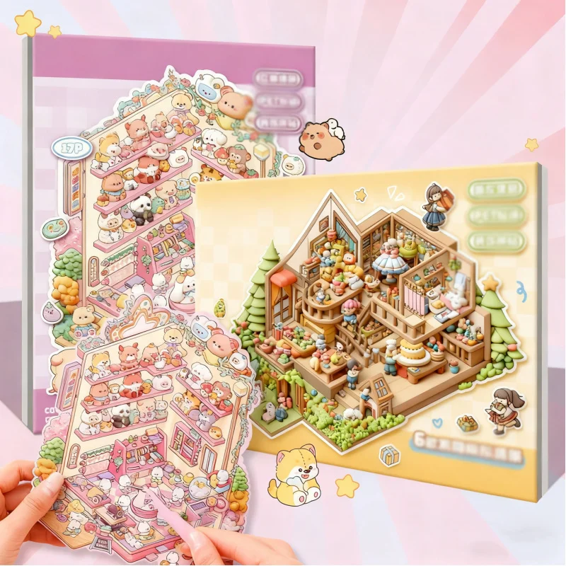 Miniature Scenery Sticker Collection Extra-Large Handmade DIY Stickers for Scrapbooking Planner Supplies