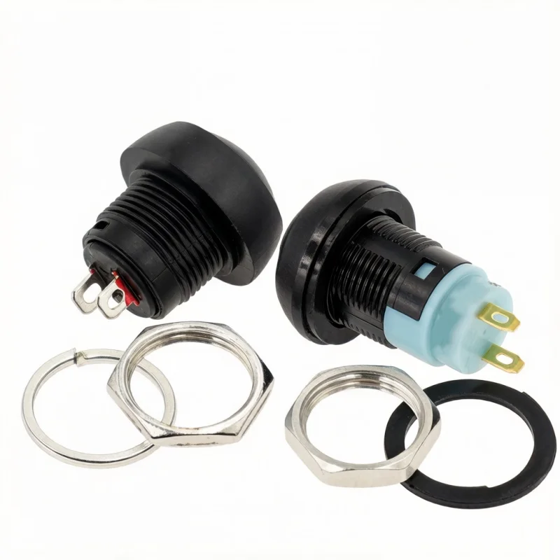 5PCS Mini 12mm Push Button Switch 2Pin Momentary Waterproof Self resetting with lock Round PBS-33A/B 7Color DIY New accessories