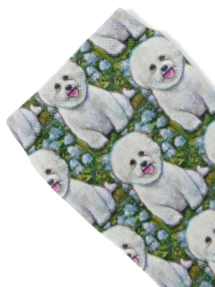 Bichon Frise in the Garden Painting by Robert Phelps Socks christmas gifts sport Socks Women Men's