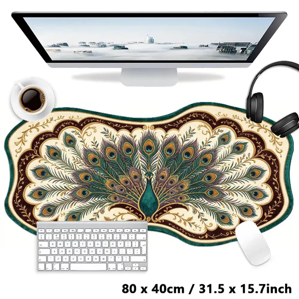 Cream Yellow Vintage Rug Special Shaped Mouse Pad Smooth Cloth Surface for Precision Tracking Ideal for Bedroom Desk