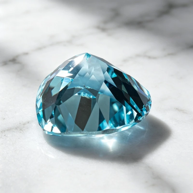 Hochwertige Labor-Saphir-Herzform in Aquamarin-Farbe, Edelstein-Anhänger für DIY-Schmuck, Ringe und Ohrringe, mit wählbarem Zertifikat – Detail 2