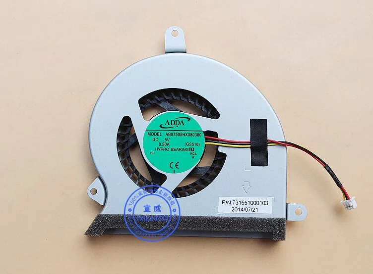 ADDA AB07505HX080300 731551000103 GS540 DC 5V 0.50A 3-Wire Cooling Fan