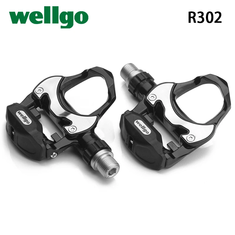 

Wellgo Original R302 Aluminium Alloy Cr-Mo Self-Locking Road MTB Bike Cycling Bearing Pedals with 6 Degrees Cleat Bicycle Parts