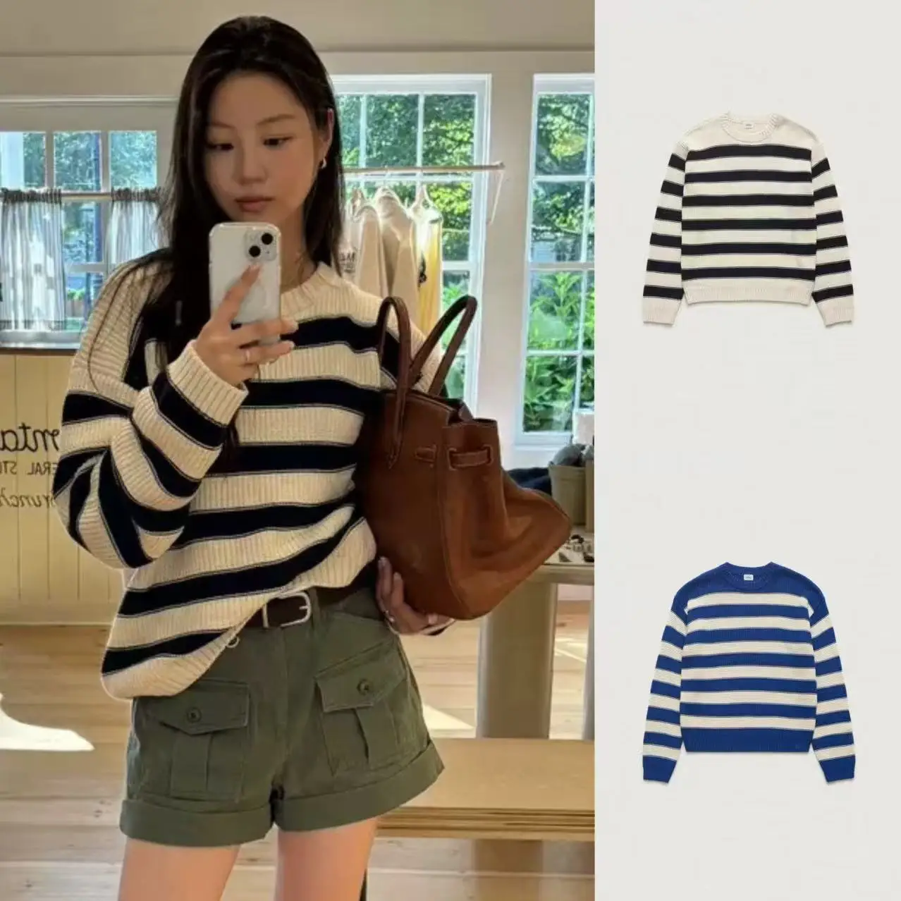 

Barnet Casual Striped round Ne Long Sve Knitted Sweater Loose Fit Korean Sle Autumn 2025 Faion Ladies Knitwear