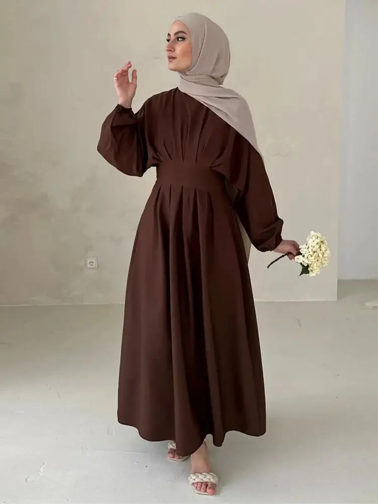 Ramadan lino Abaya Dubai turchia Islam musulmano modesto vestito caftano preghiera vestiti per le donne Kebaya Robe Arabe Femme Musulmane