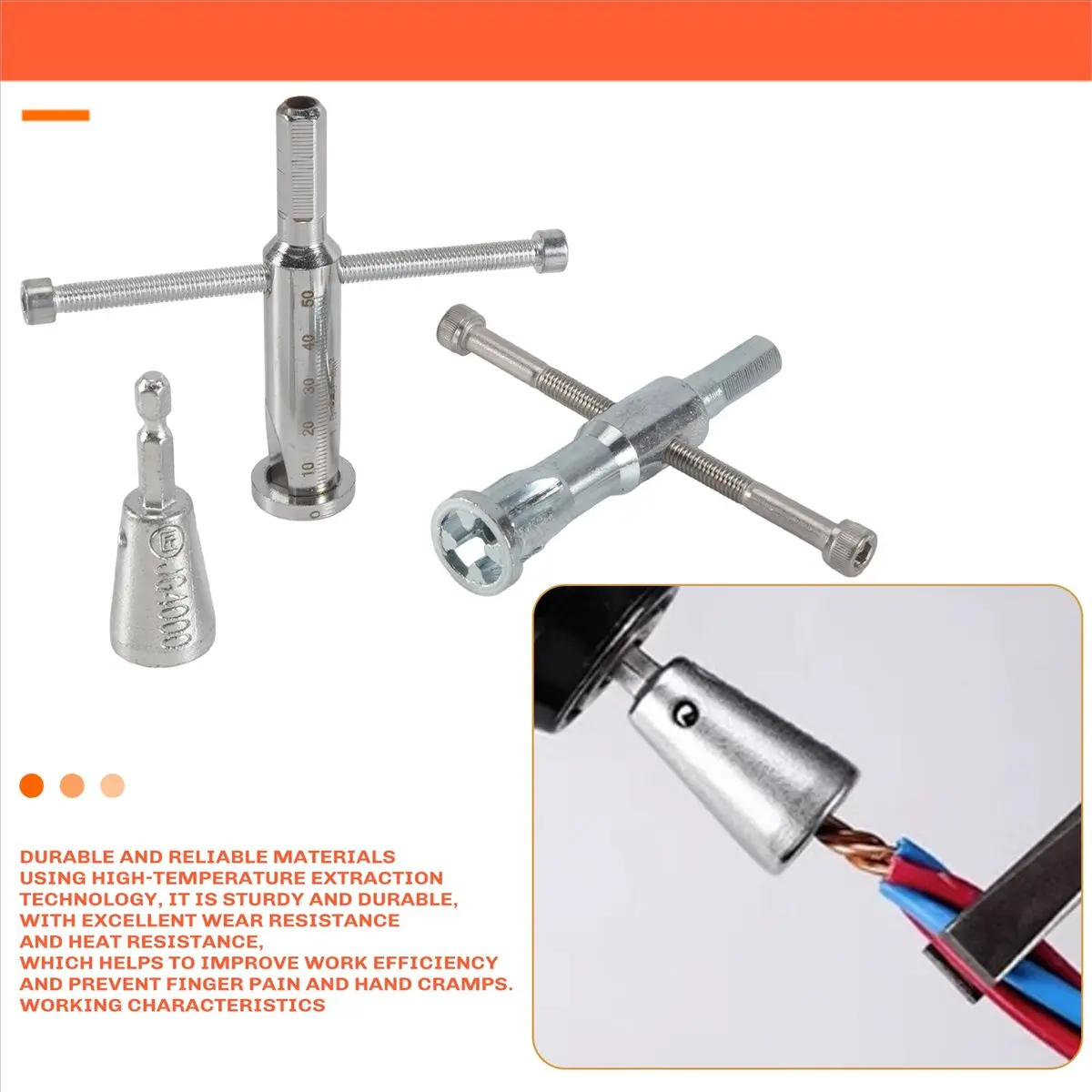A50U Wire Twisting Tool, 3 Way/ 5 Way Wire Stripping Tool and 6mm Hex Shank Cable Twister Tool, for Power Drill Drivers