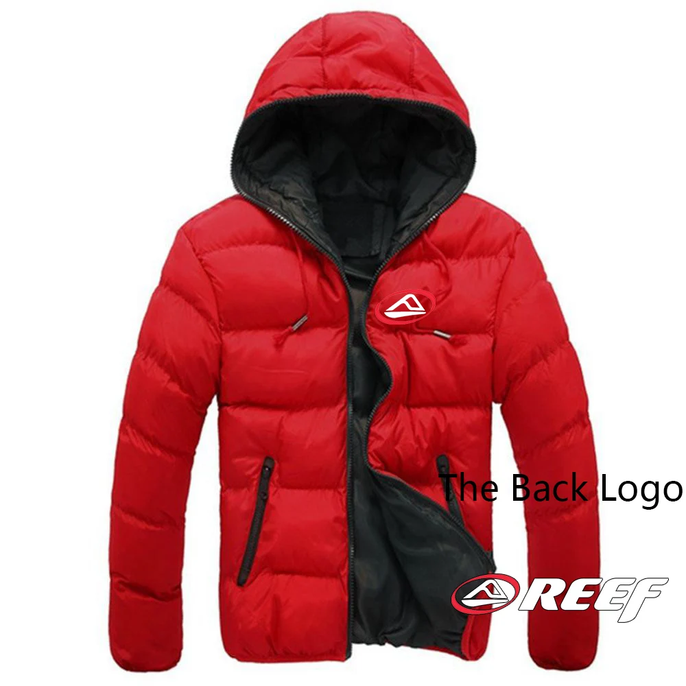 2025 Comfortable Warm Hoodies Autumn And Winter Leisure Fleece Zipper Coat Man's Reef Logo Print Hooded Custom Down Jackets