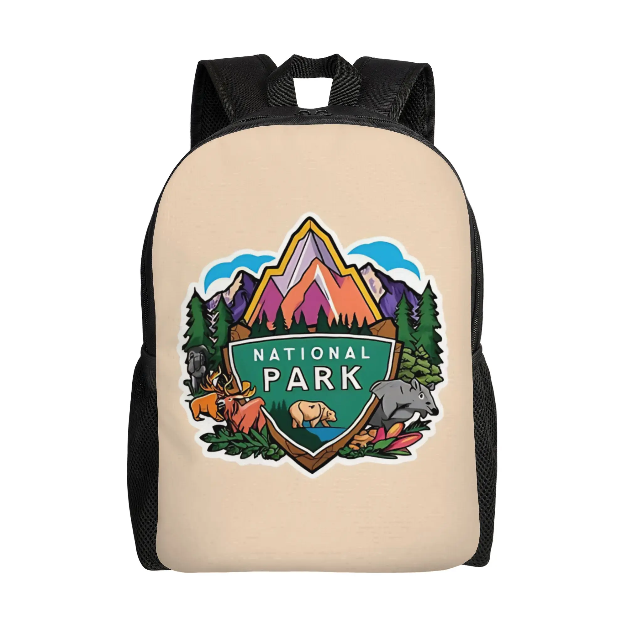 Mochila con insignia de viaje retro de los parques nacionales, mochila deportiva a la moda para mujer, bolsa para ordenador portátil de gran capacidad, temporada de regreso a la escuela