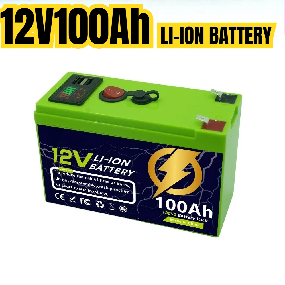 12.6V 120A Lithium Iron Phosphate Battery + Charger, Suitable for Solar Panels and Power Wheel Lighting