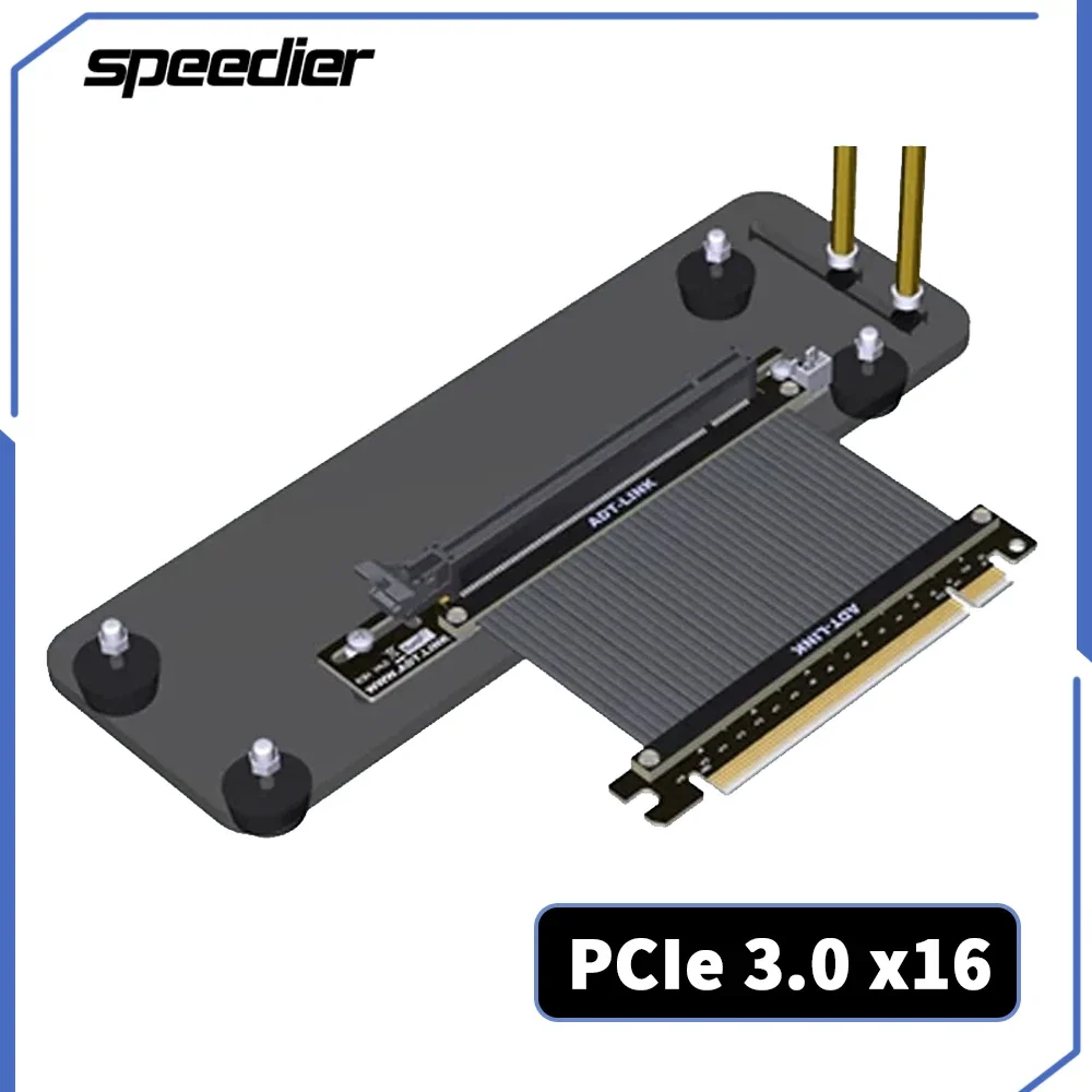 PCI Express X16 Graphics Card Vertical Bracket GPU Holder Base + GEN3 PCI-E 4.0 3.0 16X Riser Card GPU Extension Cable 90 Degree