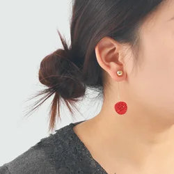 ZAA-pendientes colgantes de cereza roja con diamantes de imitación, joyería chapada en oro de moda coreana, pendientes colgantes de fruta para mujer, accesorios bonitos