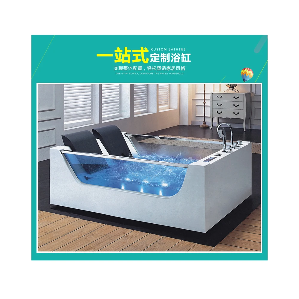 Bañera de masaje de hidromasaje de acrílico para baño de vidrio de alta calidad
