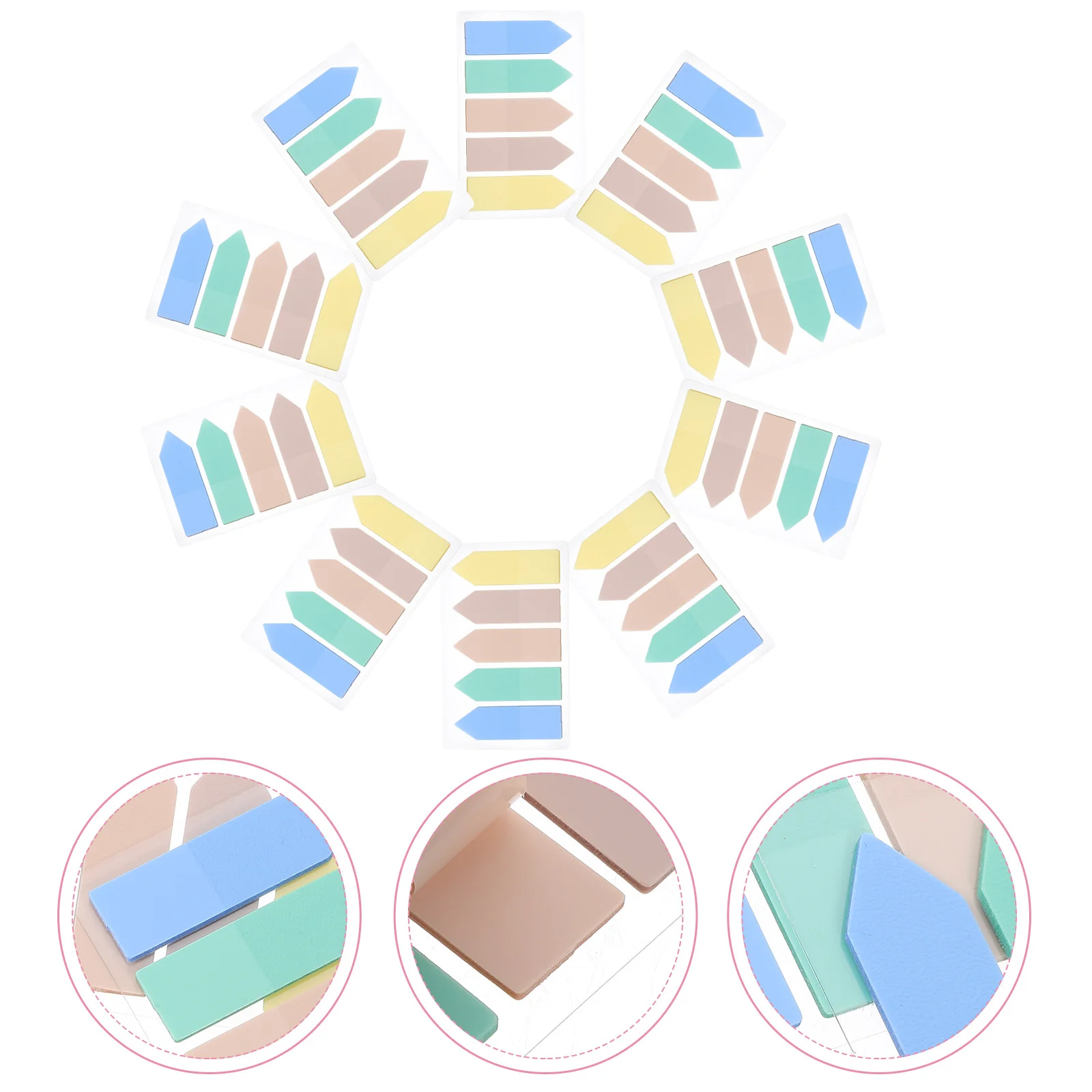 

10 Sets Bright Color Adhesive Page Sticky Index Tabs Sentence Highlight Strips Portable Book Markers For Home Office Study