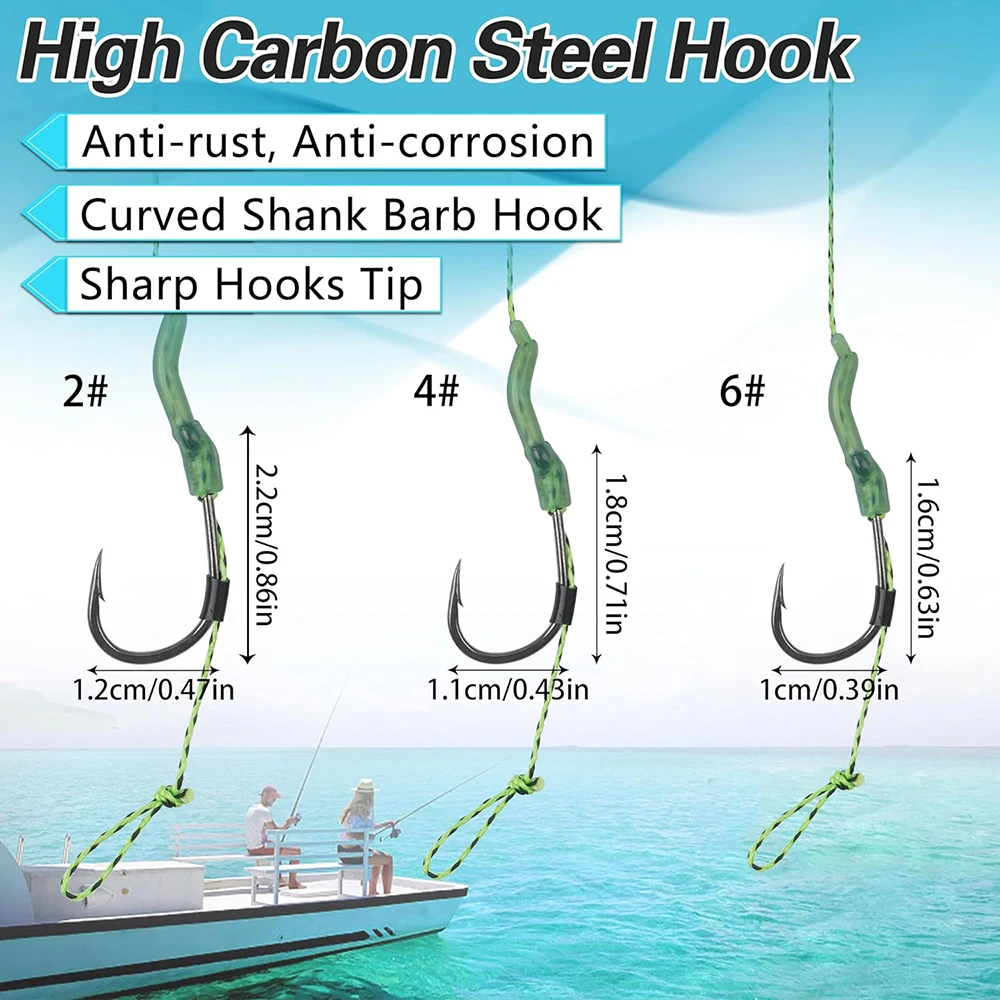 6Pcs Carp Fishing Hair Rigs Pre tied carp hook Leader Line Carp Boilie Bait rigs Carp Fishing Rig Terminal Tackle 2# 4# 6#