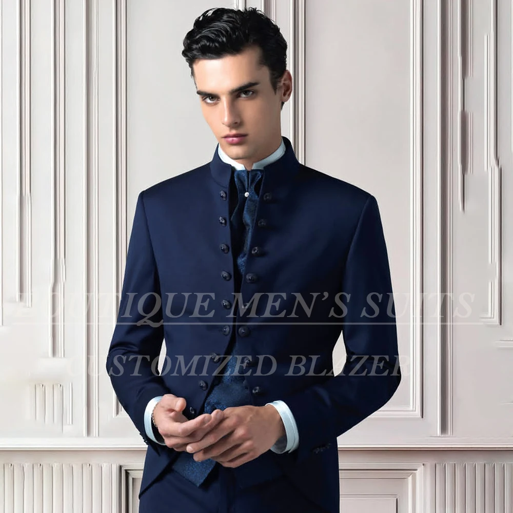 

Роскошные мужские костюмы, комплект из трех предметов, куртка, брюки, жилет, полный комплект, красивая мужская одежда для джентльменов, однобортная одежда по индивидуальному заказу, Terno