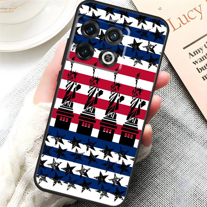 America USA Flag Statue of Liberty Case For OnePlus 11 10 Pro 8 9 Pro 8T 9RT 10R 10T Nord 2T CE 2 Lite N10 N20 N100 N200 Cover