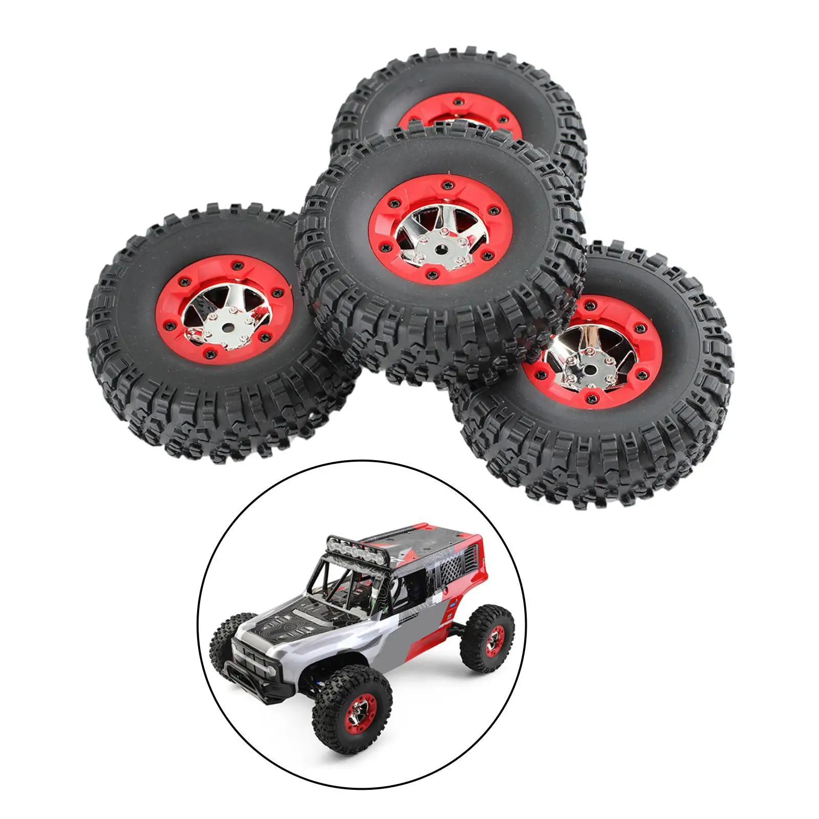 4 Pieces RC Crawler Tires Soft Tire Wheels Accessories Lightweight RC Car Upgrade Part for 12423 RC 1: 12 Scale Model Trucks