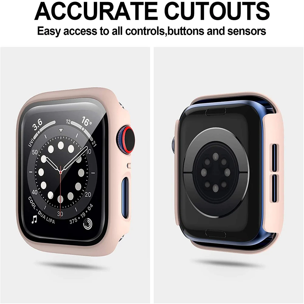 Vidro + caso para apple assistir serie 6 5 4 3 2 1 se 44mm 40mm iwatch caso 42mm 38mm protetor de tela amortecedor + capa relógio acessórios