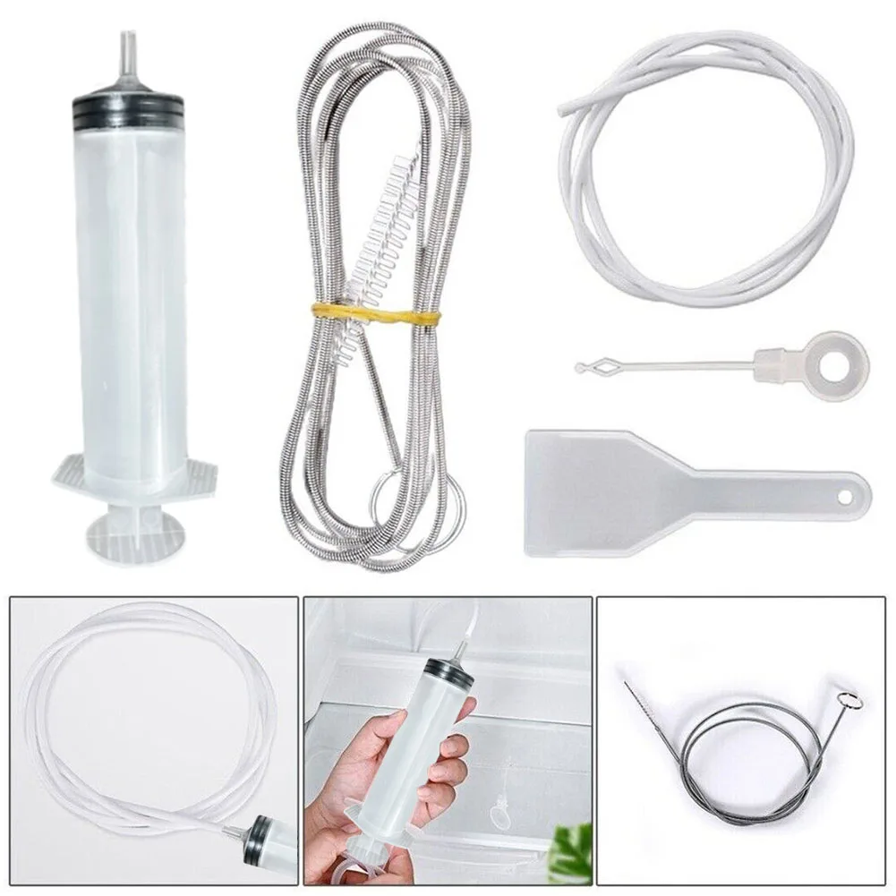 Refrigerator Drain Clean Brush Kit Wash Brush Suction Syringe 2M Hose Fridge Drain Hole Cleaner Stick Anti Clogging Dredge Tool