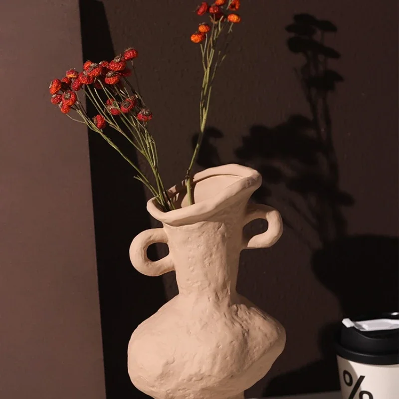 

Wabi-sabi wind home living room ceramic vase ornament retro art flower arrangement desktop decoration
