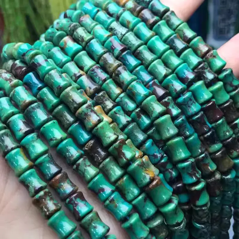 Turquoise green egg pillar 8mm nature  for making jewelry necklace 38cm FPPJ wholesale loose beads