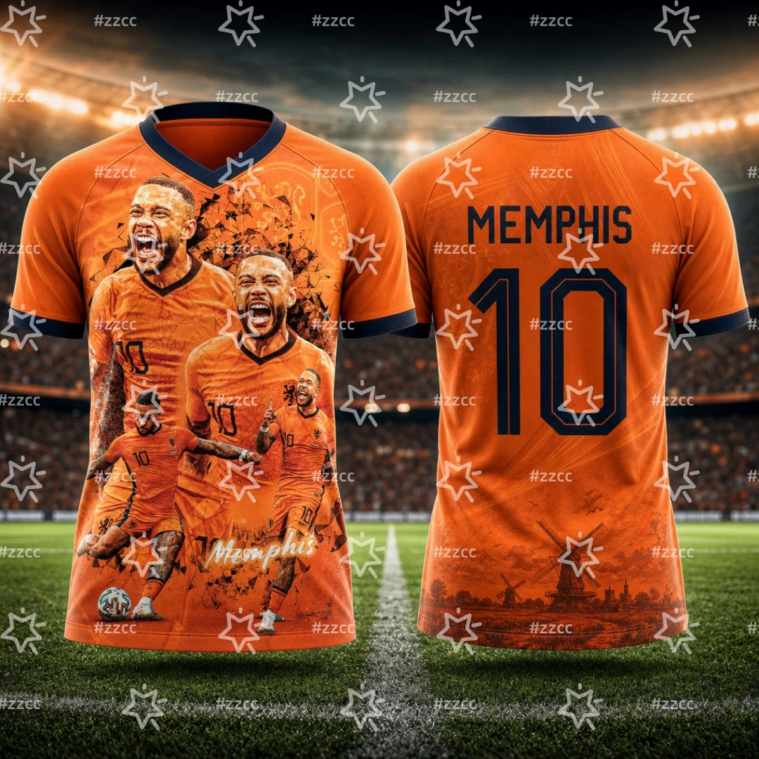 Maillot de football et kit d'entraînement de l'équipe des Pays-Bas de Memphis 2026 – T-shirt de sport d'été pour homme, vêtements pour enfant, tee-shirt Y2K pour femme