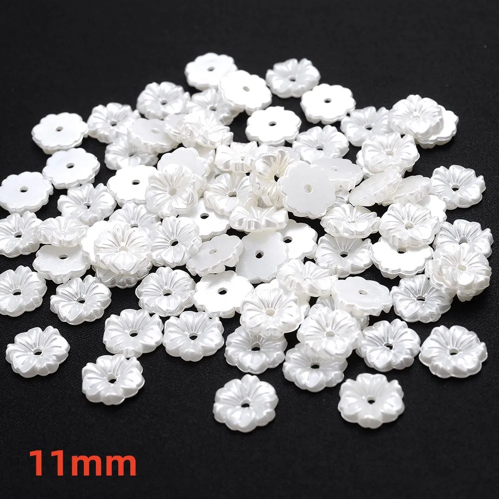 iYOE 100 stücke 28 Stil Blume Spacer Perlen Imitation Perle Weiß Acryl Blume Perlen Kappen Für Die Herstellung Von Schmuck Zubehör Diy tot