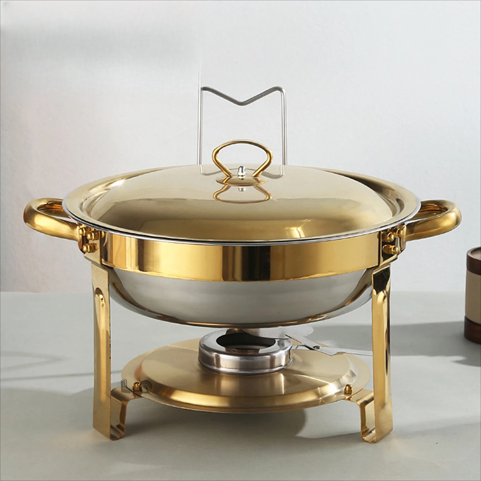 4.5L New Design Hanging Food Heater Set Buffet Tray Decorative Baking Tray Fancy Silver and Gold Baking Tray Heater