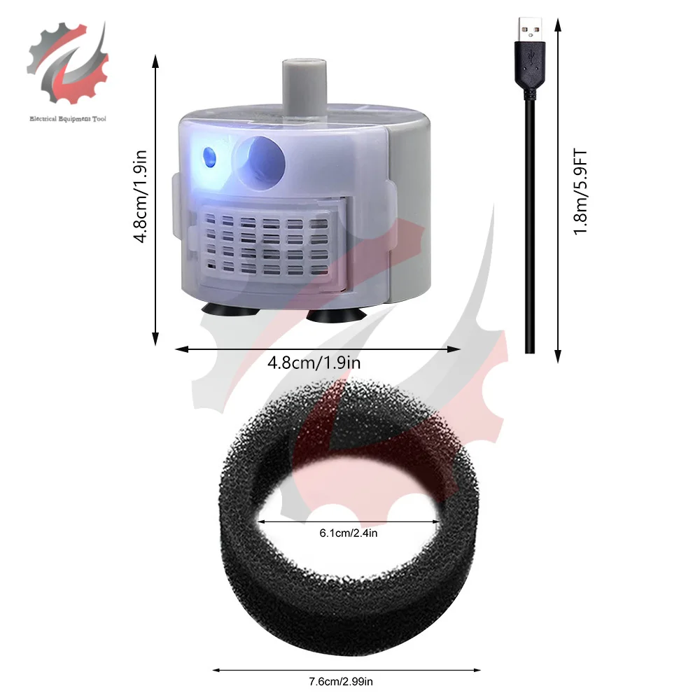 SMA-800 USB 펌프 및 필터 DIY 고양이 애완 동물 정수기 저소음 무브러시 전기 잠수 펌프 DC 5V/1A 50cm 160L